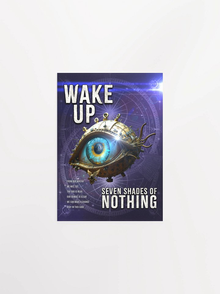 “Wake Up” lyric poster – cinematic vertical print from Seven Shades of Nothing – Framed High-Quality Matte Poster product image (1)