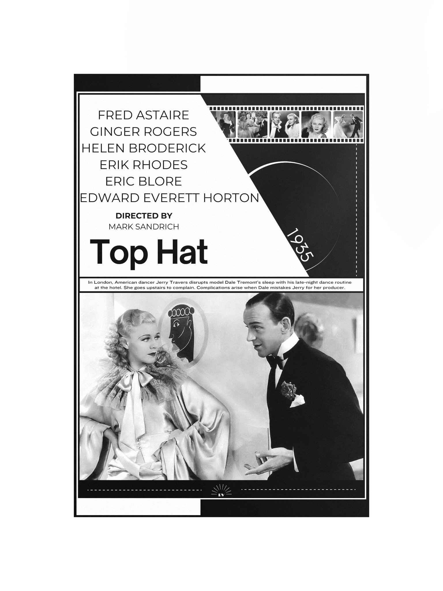 Top Hat with Fred Astaire and Ginger Rogers 1935 | Movie Poster | 12x18 Wall Art product image (4)