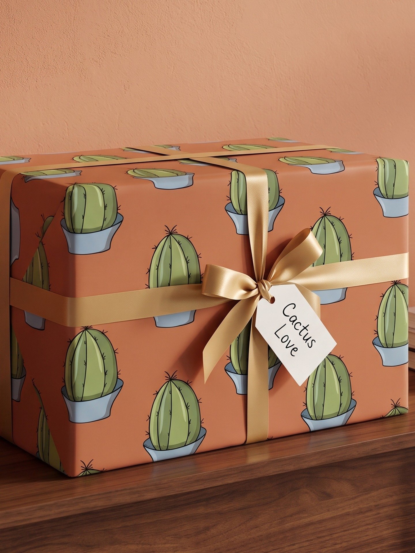 Barrel Cactus Bold Statement Pattern Illustrated Gift Wrap, Matte or Glossy Finish product image (1)