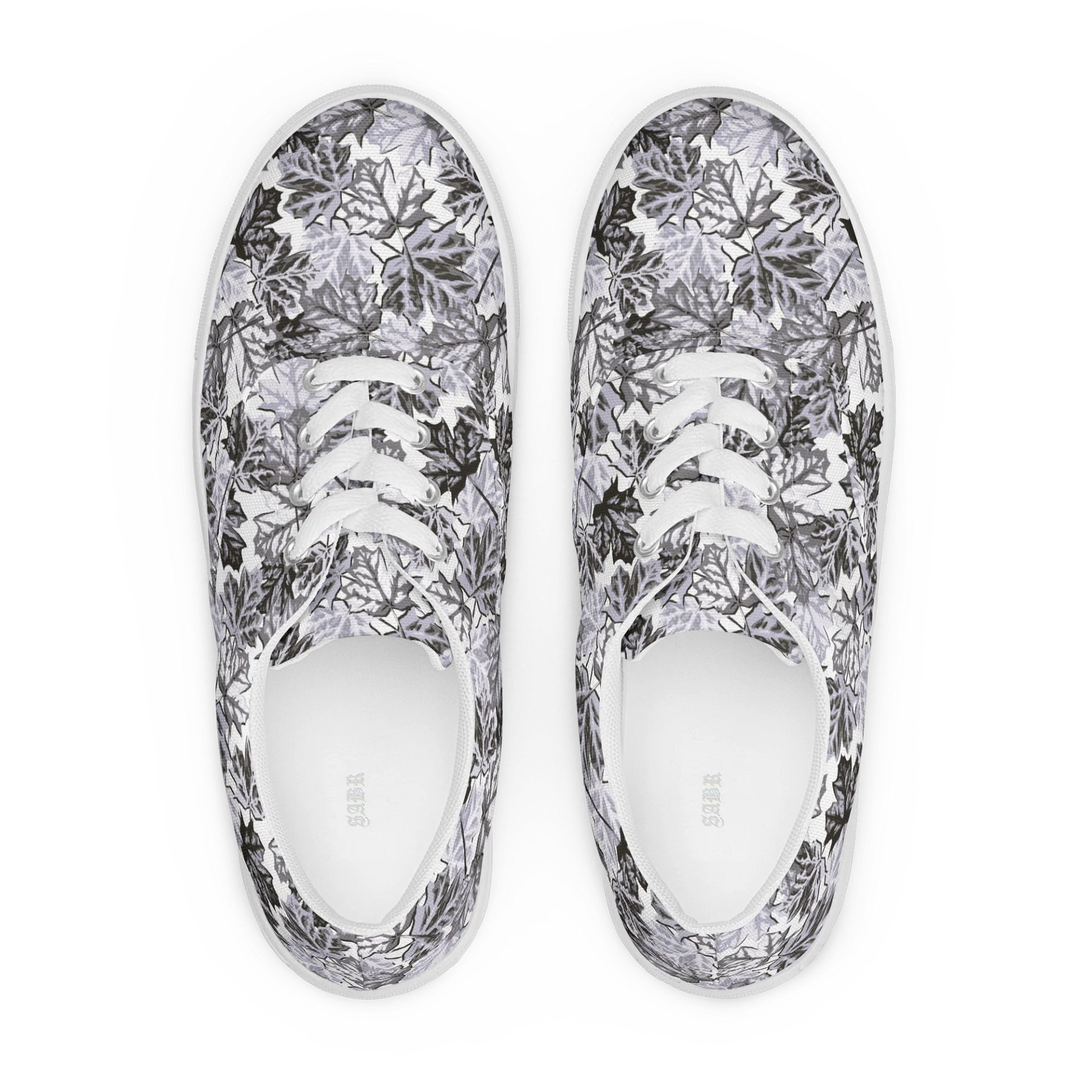 Monochrome Leaf Pattern Canvas Shoes product image (1)