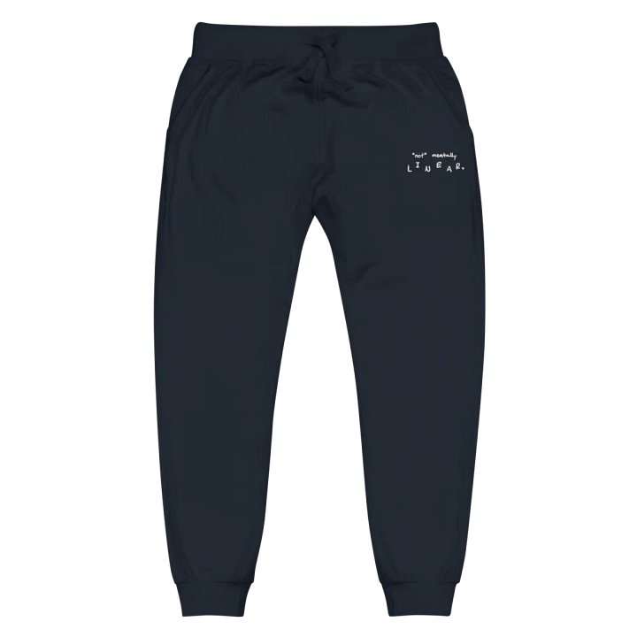 *not* mentally linear (lined design) embroidered fleece sweatpants product image (12)