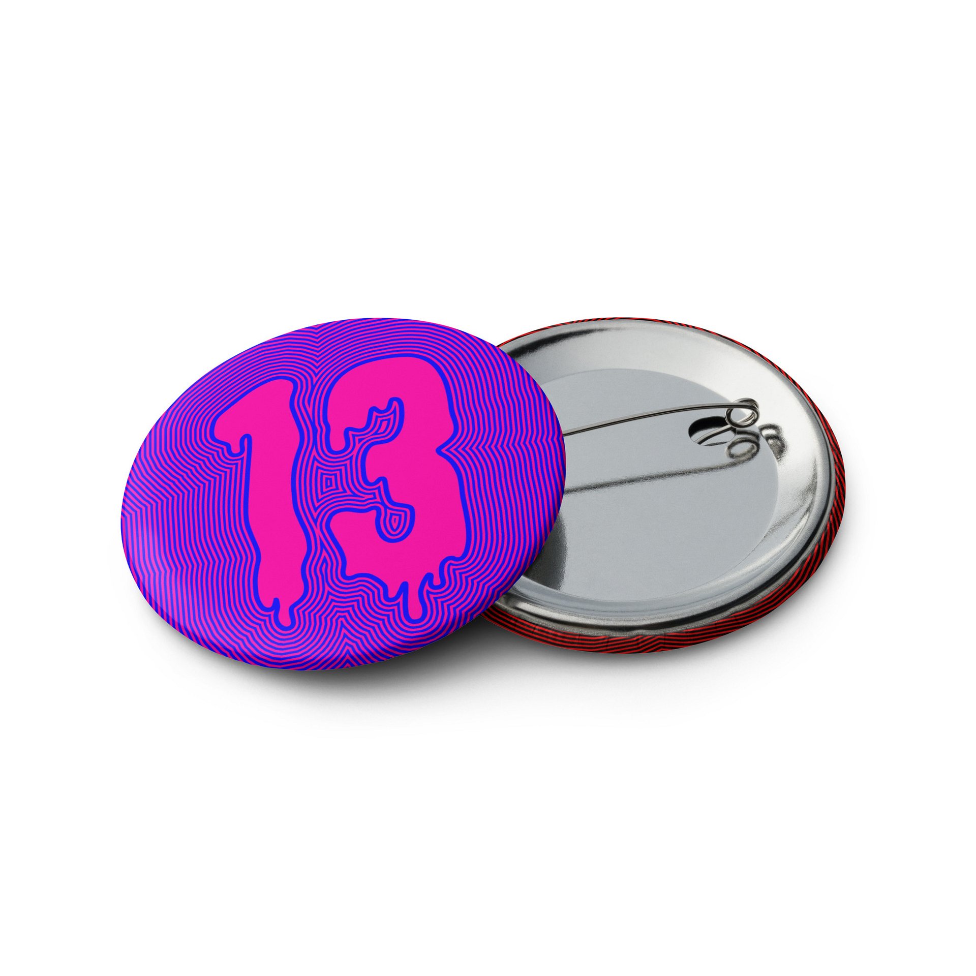 Happy Friday the 13th Psychedelic Pins, Trippy Thirteen Art, Horror Lover Accessories, Creepy Dripping Design Odd Pin Button Set product image (2)