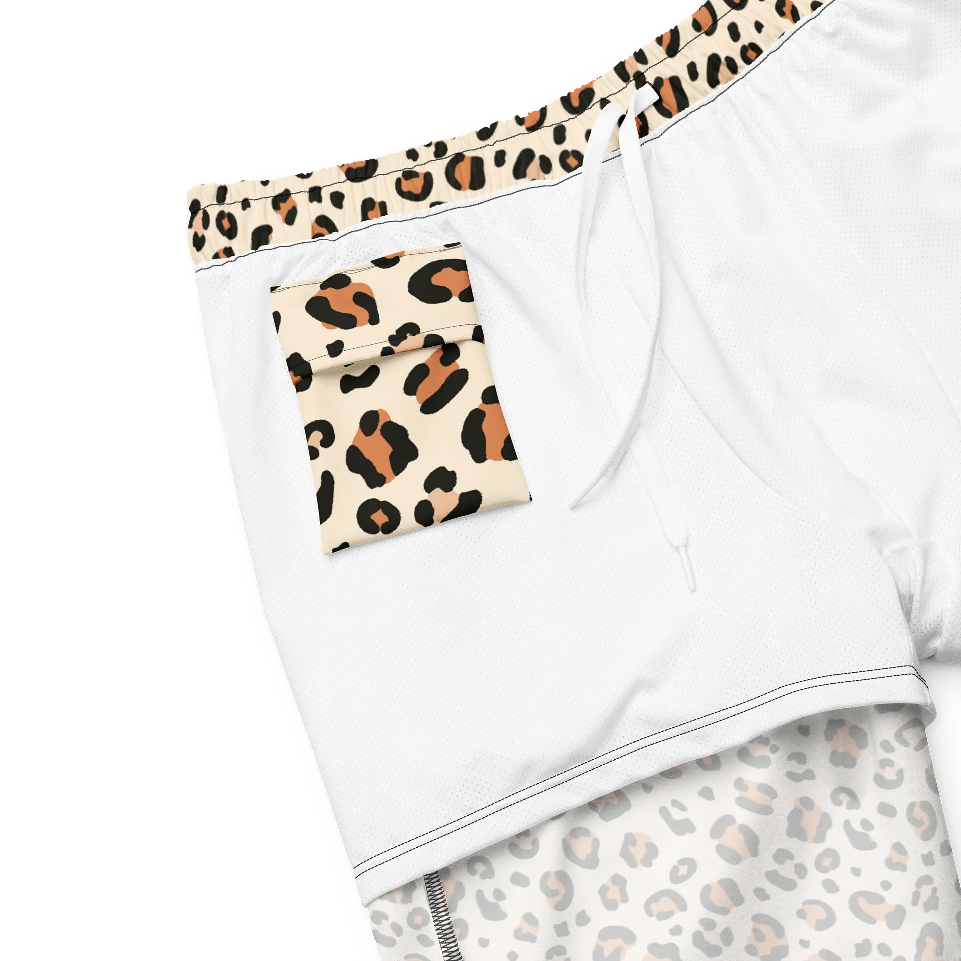 Bold Brown Leopard Skin Print Swim Trunks product image (8)