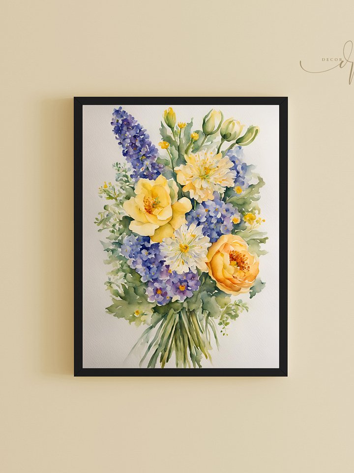 Watercolour Painting Printable Wall Art of FLOWER BOUQUET product image (1)