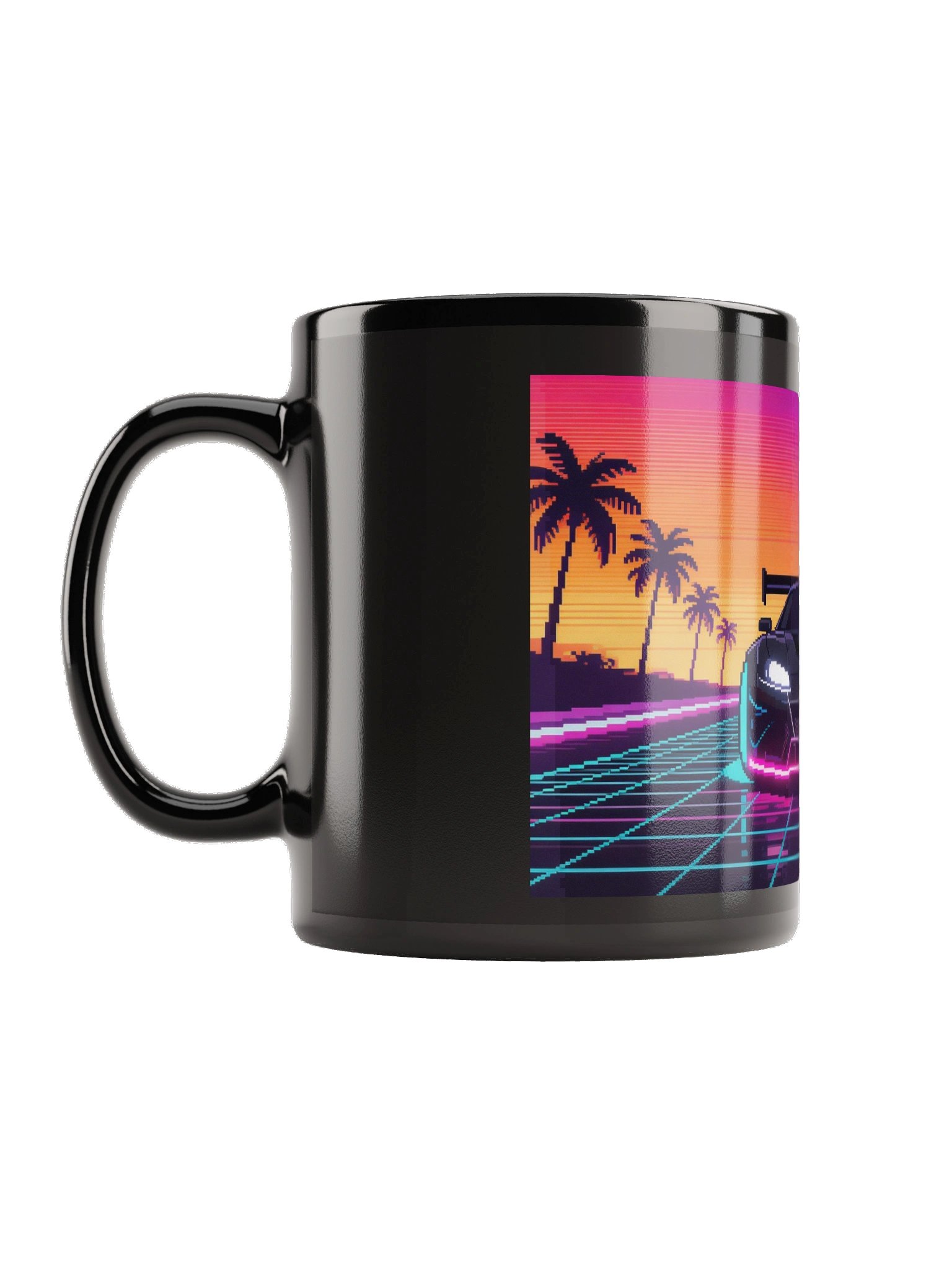 TS-69 Sunset Retro Pixel Art | Black Glossy Mug product image (1)