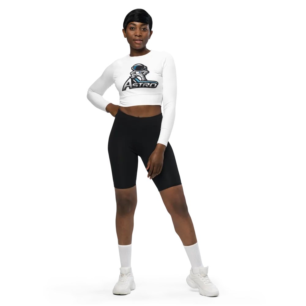 Astro Women's Long Sleeve Crop Top - White Astronaut Design product image (1)
