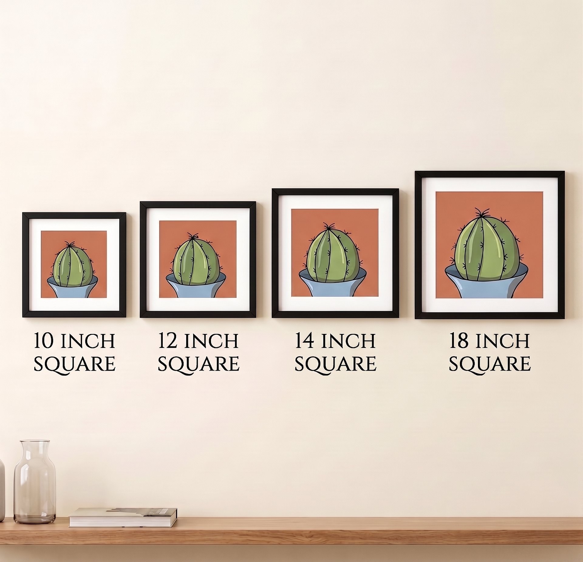 Framed Botanical Print, Quirky Plant Decor, Spiky Barrel Cactus Art 10"-18" product image (22)