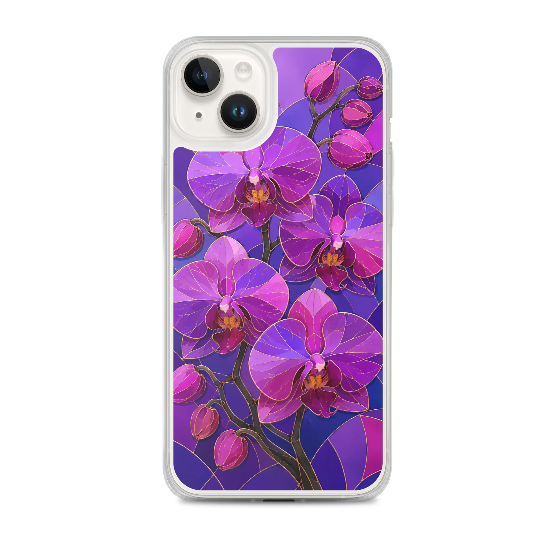 Purple And Fuchsia Orchids Mosaic Premium Soft Silicone iPhone Case - MagSafe Compatible product image (1)