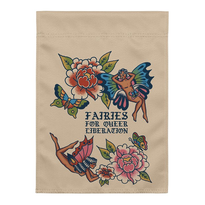 Fairies for Queer Liberation Garden Flag product image (1)