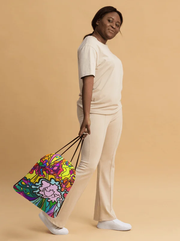 Vibrant Swirls All-Over Drawstring Bag – Wave at Sunset product image (3)