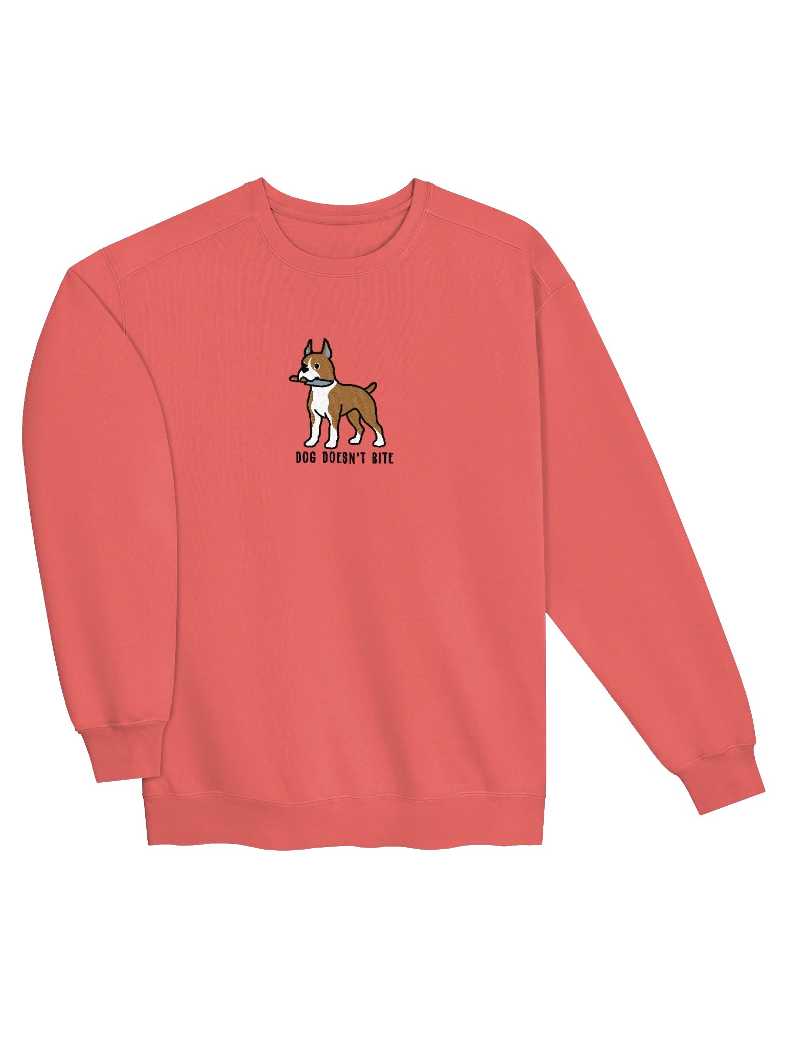 Dog Doesn't Bite Funny Chibi-Style Embroidered Premium Sweatshirt for Boxer(Tan, Cropped Ears) Owners product image (19)