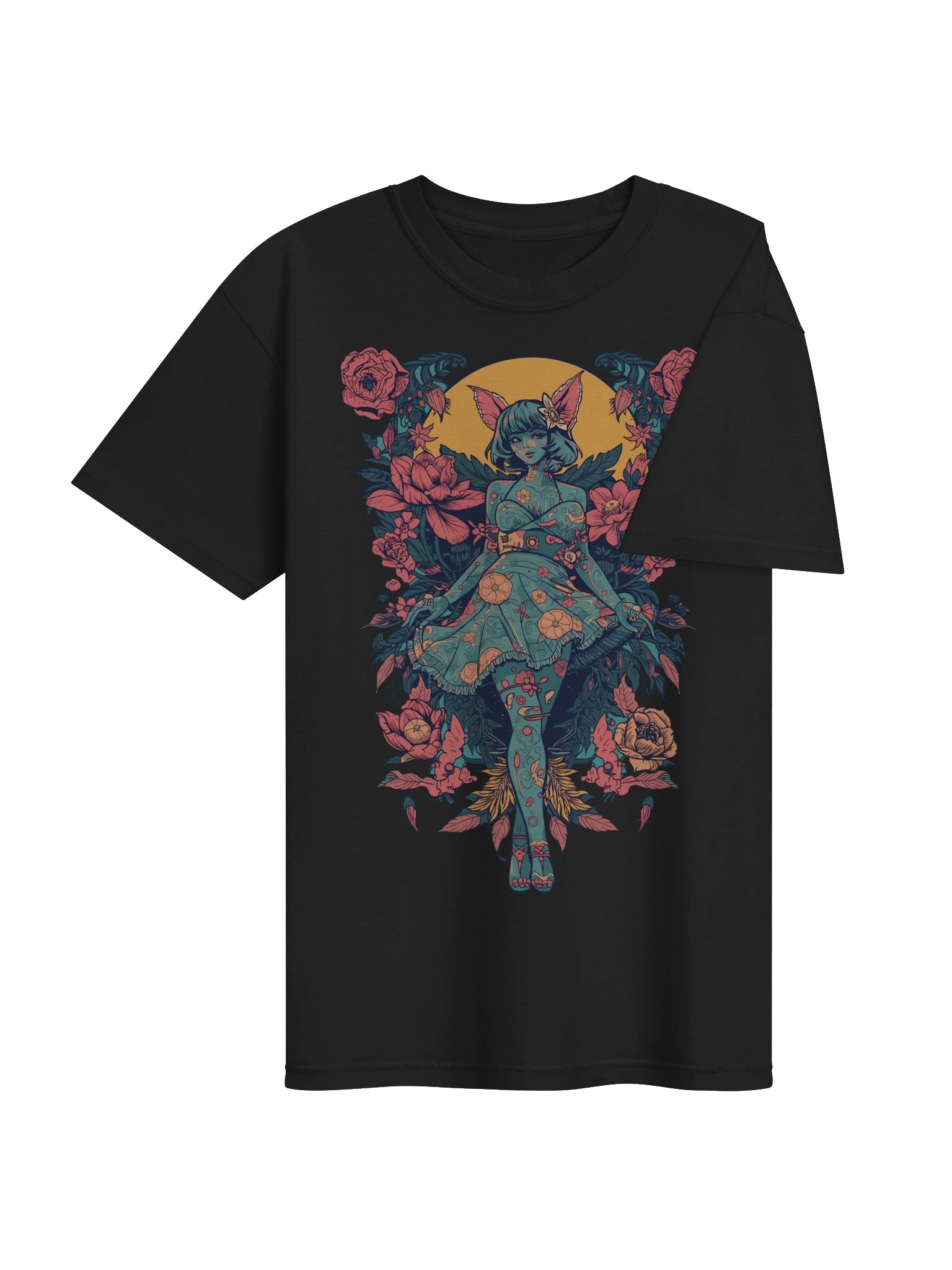 Floral Halo Cat‑Girl Heavyweight Tee product image (7)