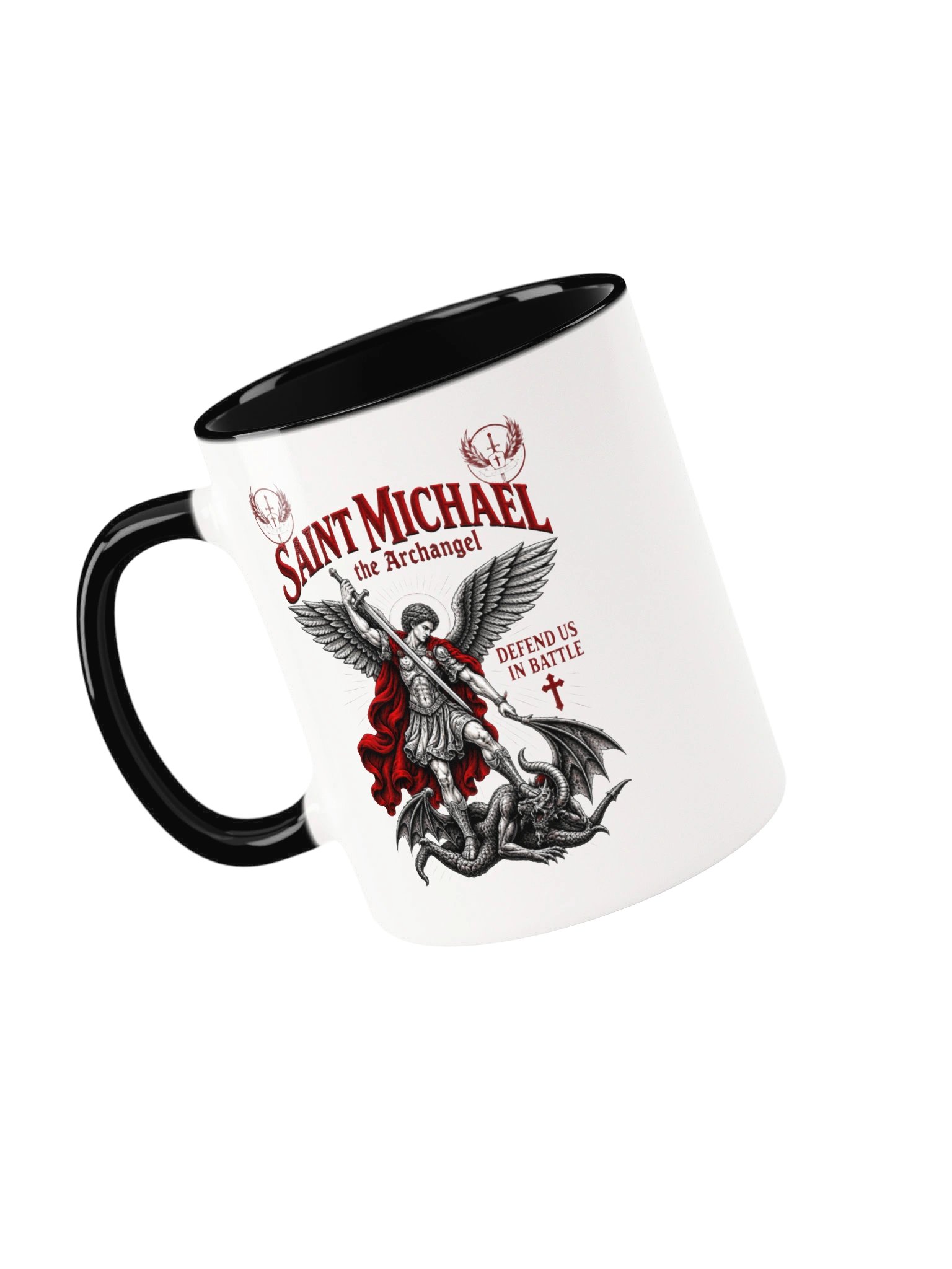 Saint Michael the Archangel Coffee Mug | Defend Us in Battle Catholic Christian Mug | Religious Faith Gift | Kingdom Life Co. product image (4)