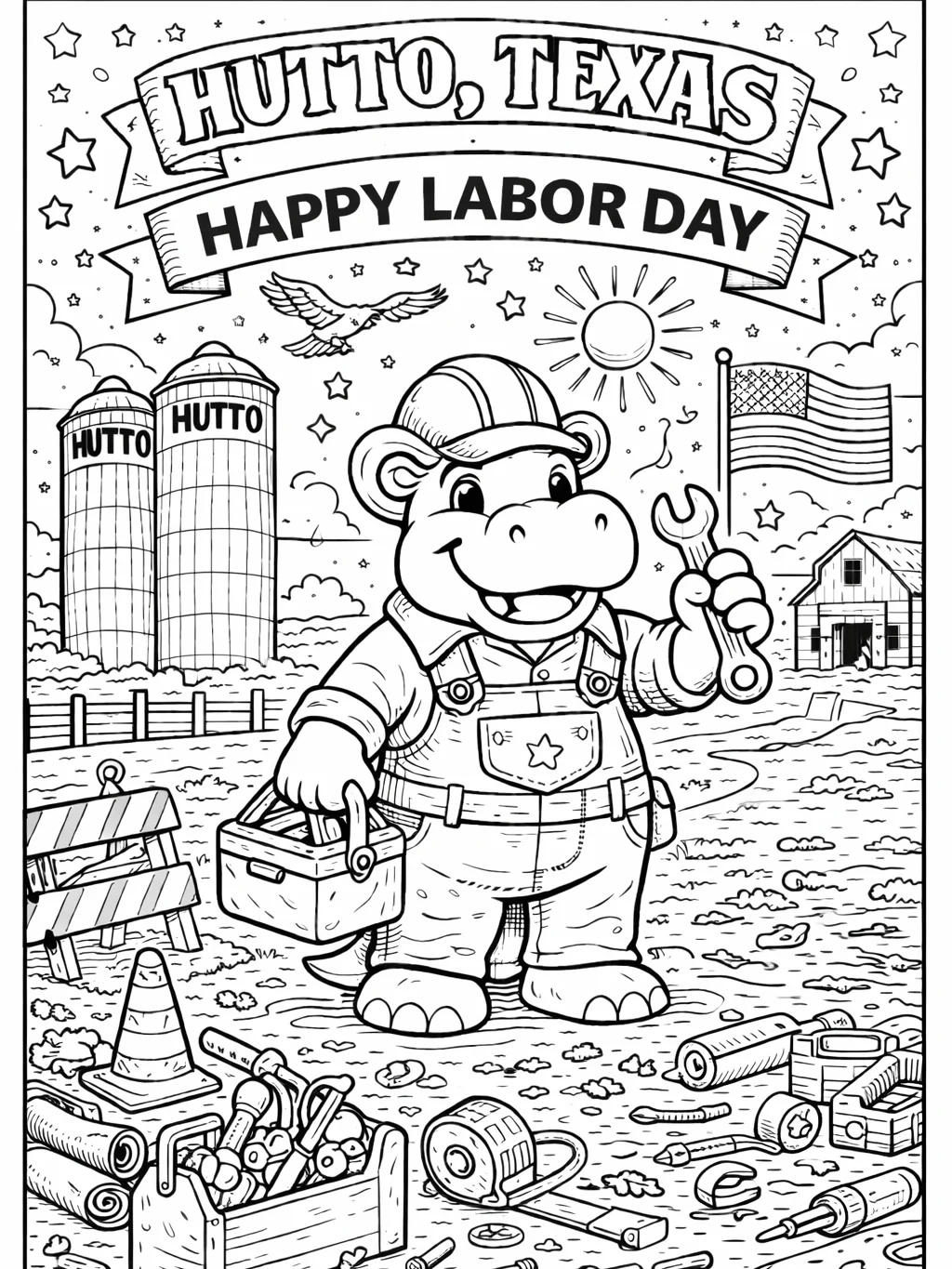 Hutto, Texas 2026 Coloring Book and Calendar of Hutto Hippos – Digital Edition product image (8)