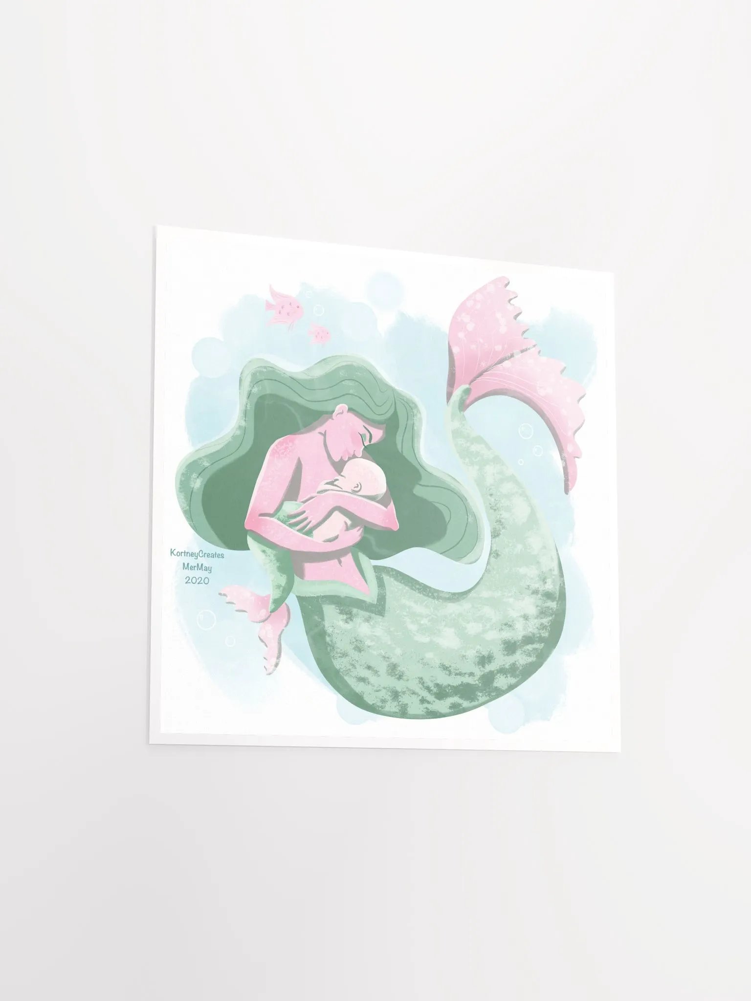 Mother and Baby Mermaids Art Print product image (3)