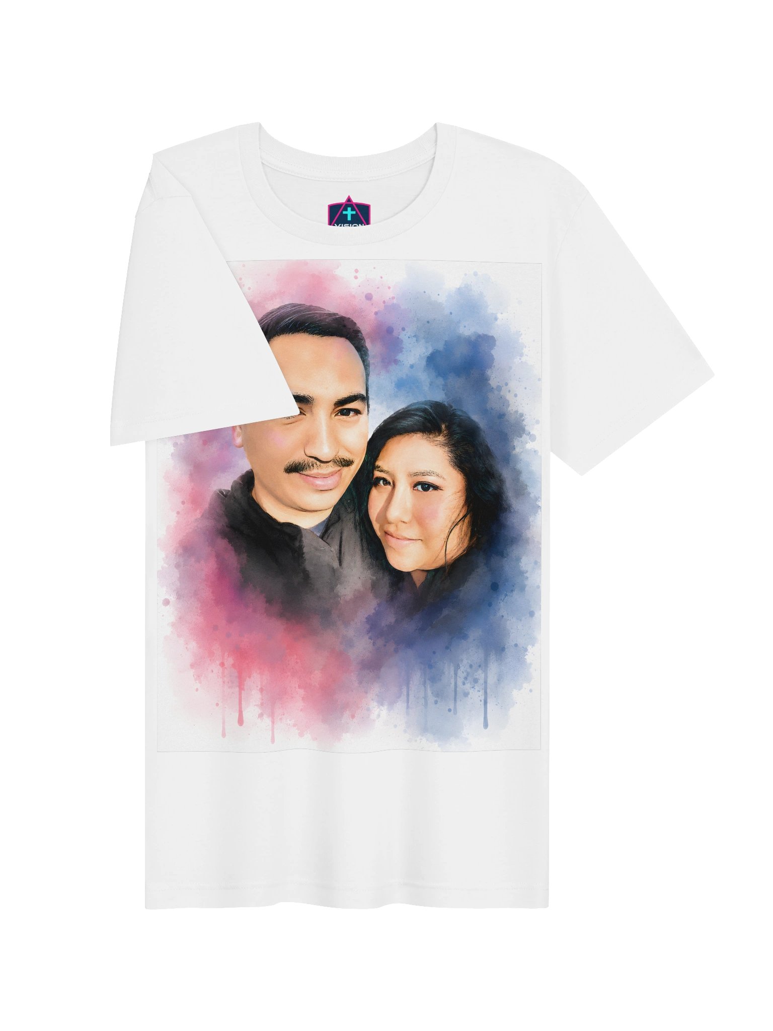 Custom Watercolor Couple Portrait T-Shirt product image (5)