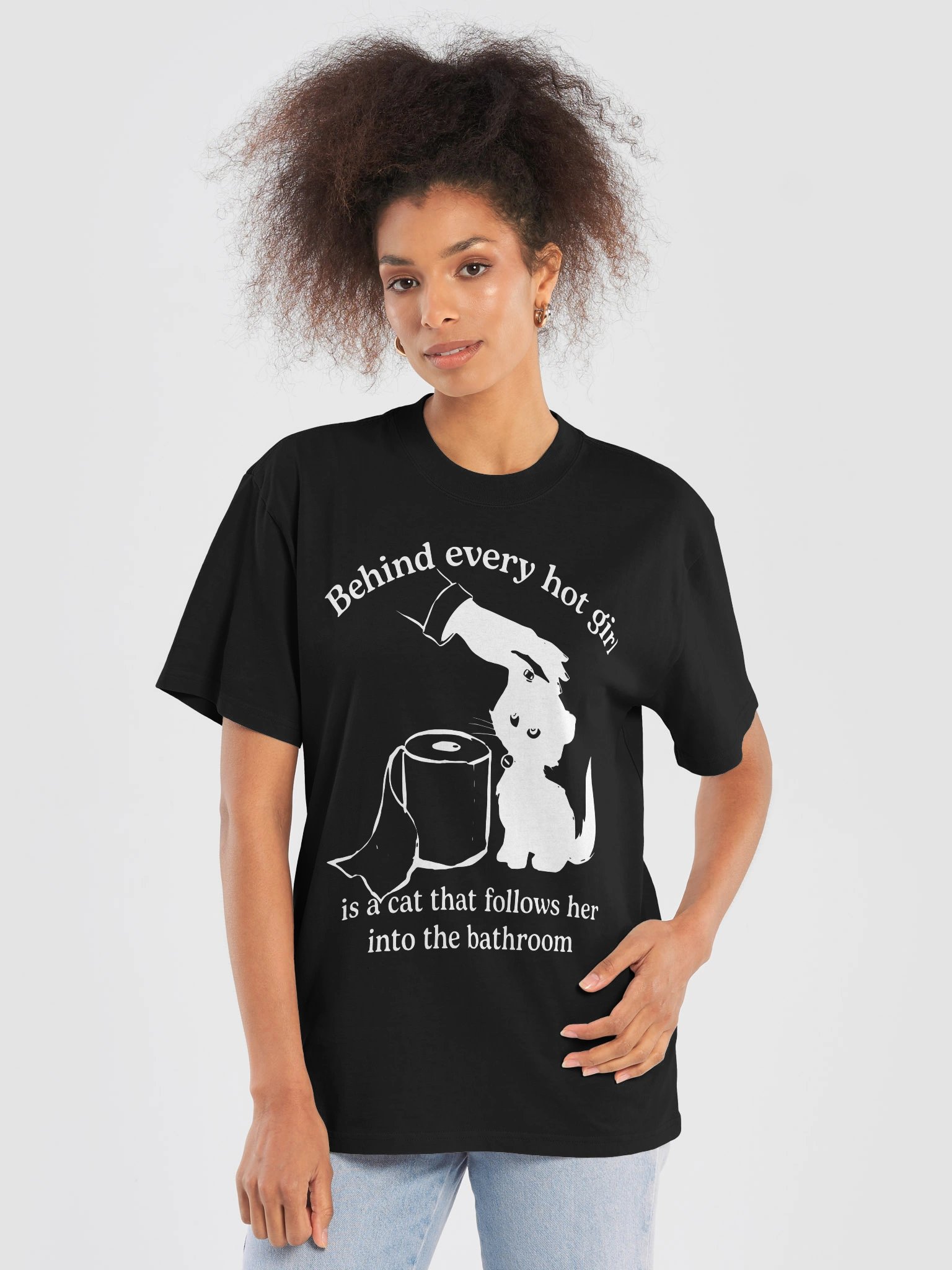 Behind Every Hot Girl Is a Cat Graphic T-Shirt product image (5)