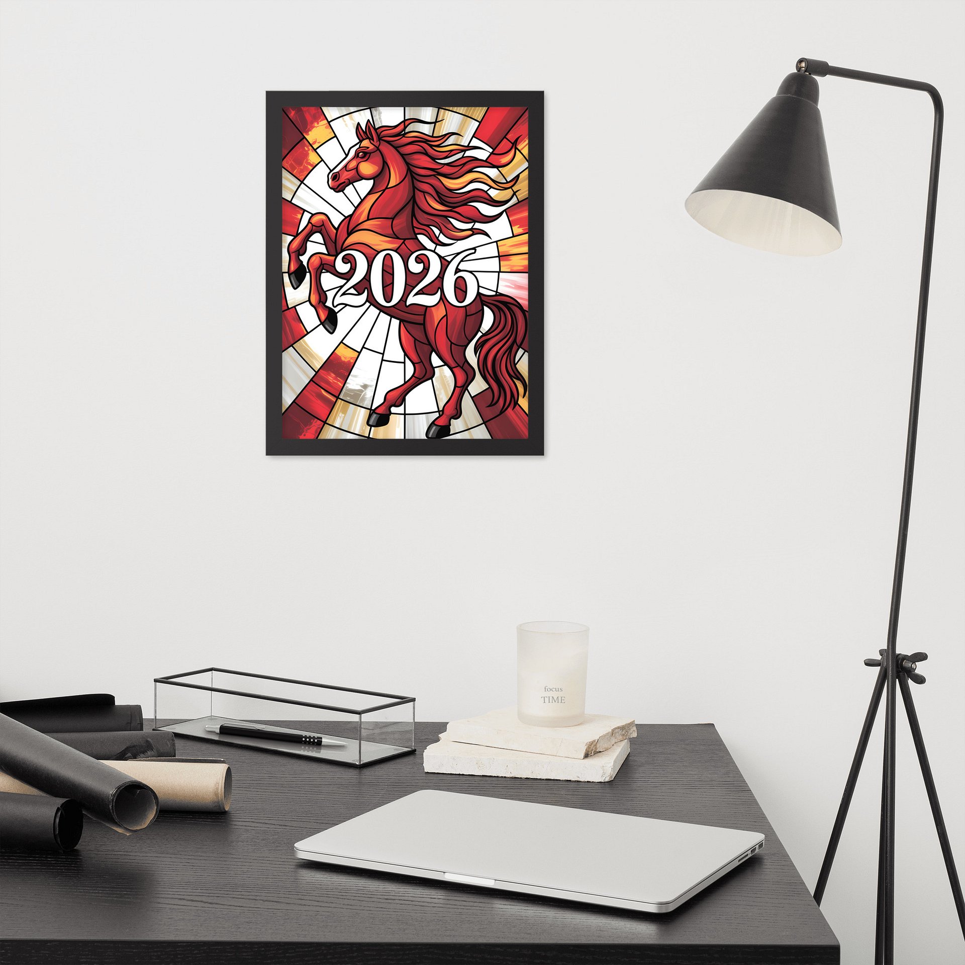 Year of The Fire Horse Framed Print in Stained Glass Style product image (5)