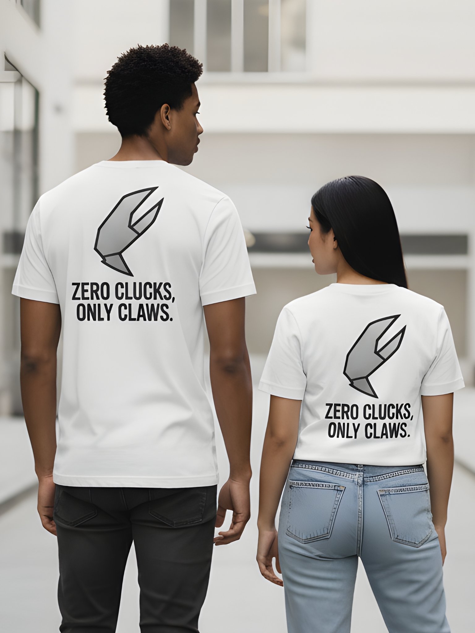 Zero Clucks, Only Claws T-Shirt | Minimal Geometric Lobster Tee product image (1)