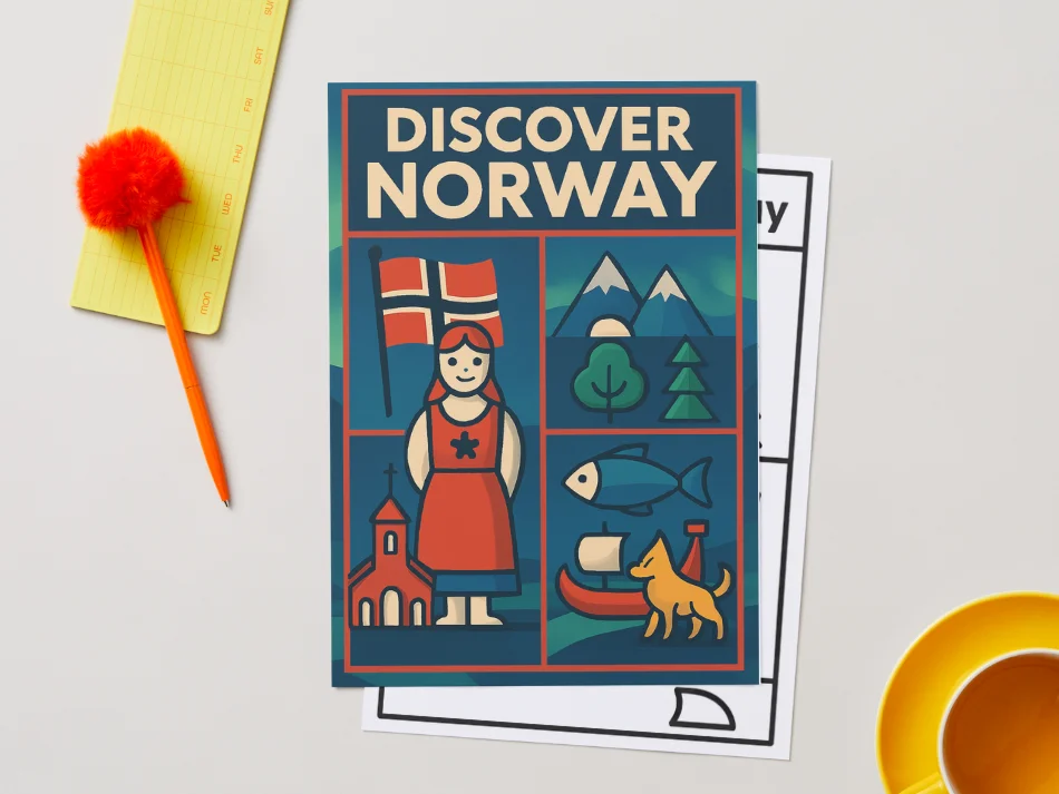 Free “Discover Norway” Poster 1 – European Wall Art Printable (A4 & US Letter PDF) product image (3)