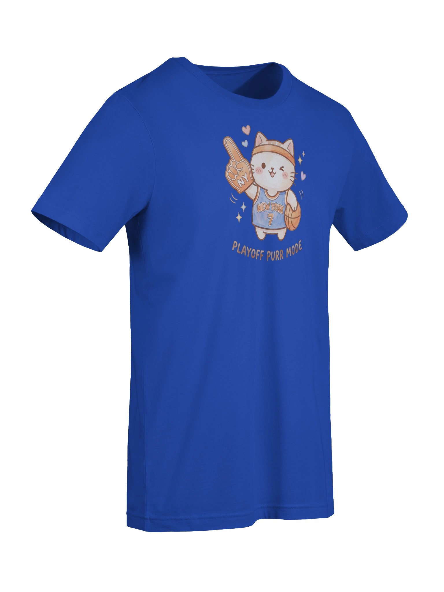 New York Basketball Cat Shirt, Funny Playoff Fan Tee, Orange and Blue Cat Design product image (17)