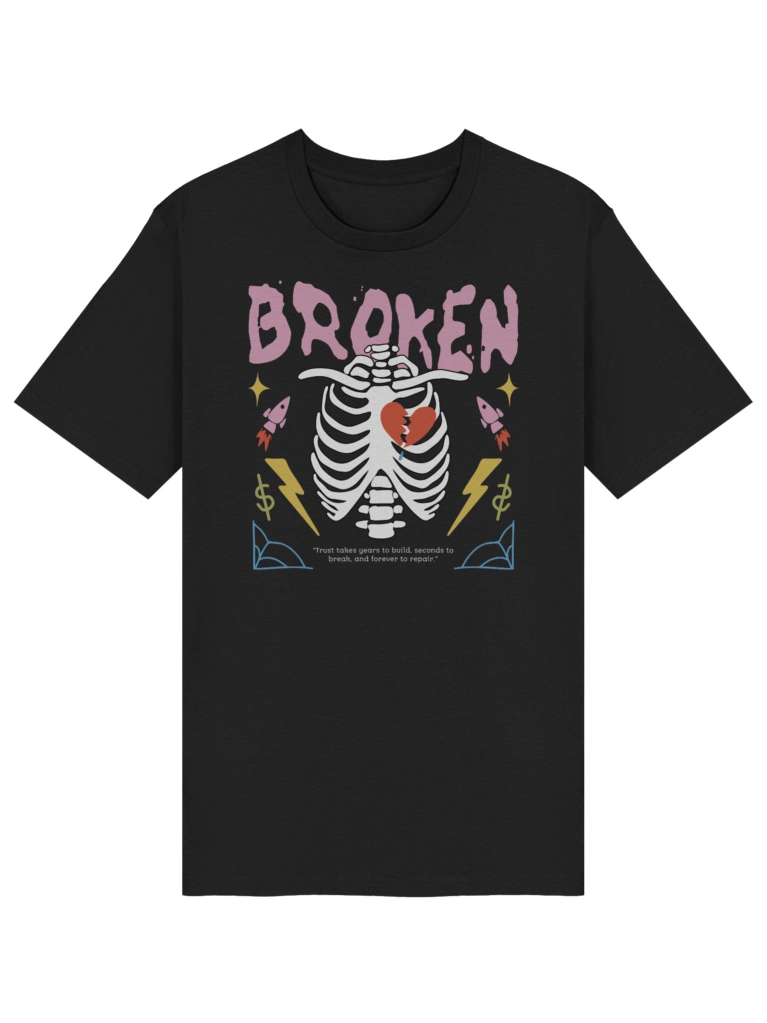 Broken Trust: Retro Organic Cotton T-Shirt for Everyday Wear product image (3)
