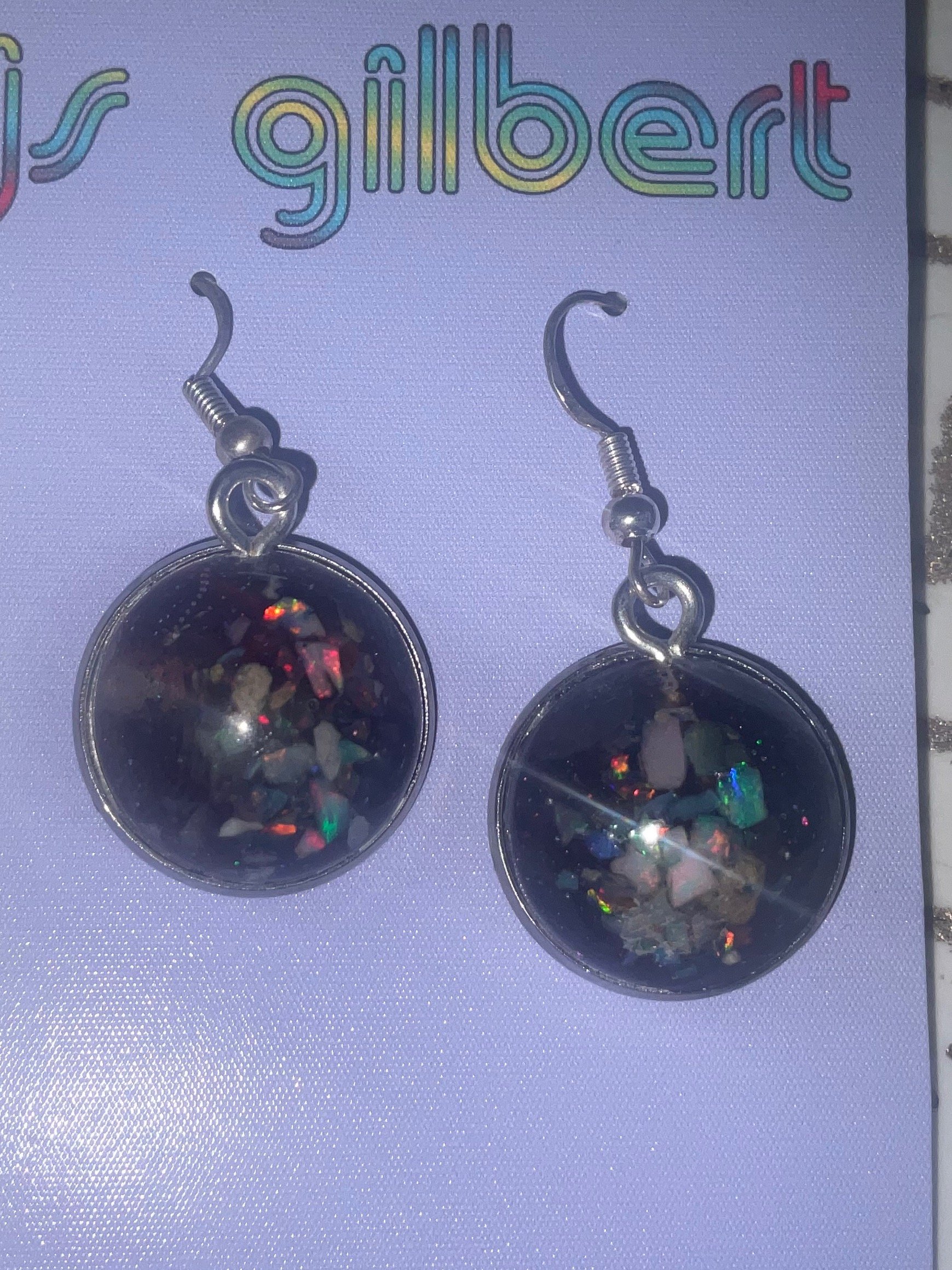Large Round Opal Dangle Earrings product image (1)