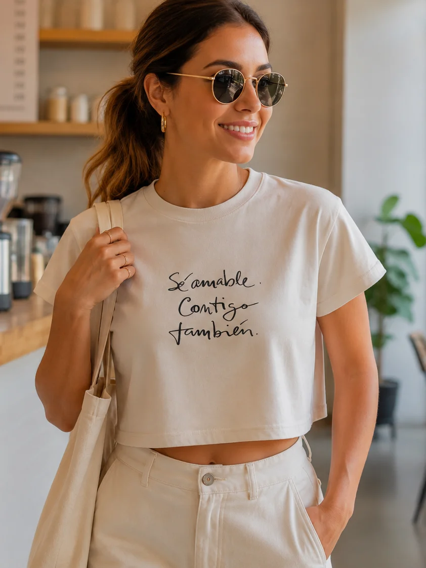 Sé Amable Contigo. También Cropped T-Shirt | Regalo Autocuidado Amor Propio Crop Top product image (4)