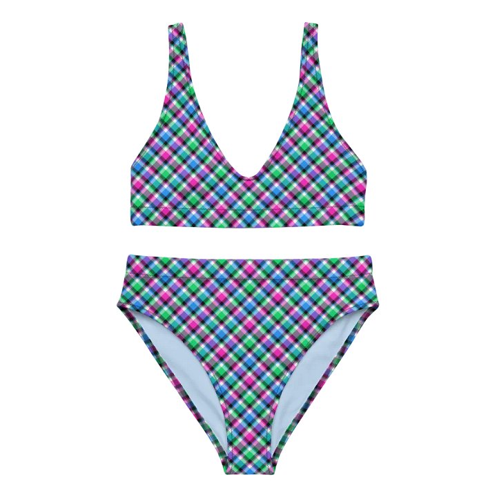 Magenta, Bright Green, and Blue Plaid Bikini product image (2)