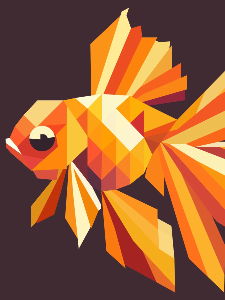 Free Geometric Goldfish PNG Art - Transparent Background, Low Poly Fish Illustration product image (1)