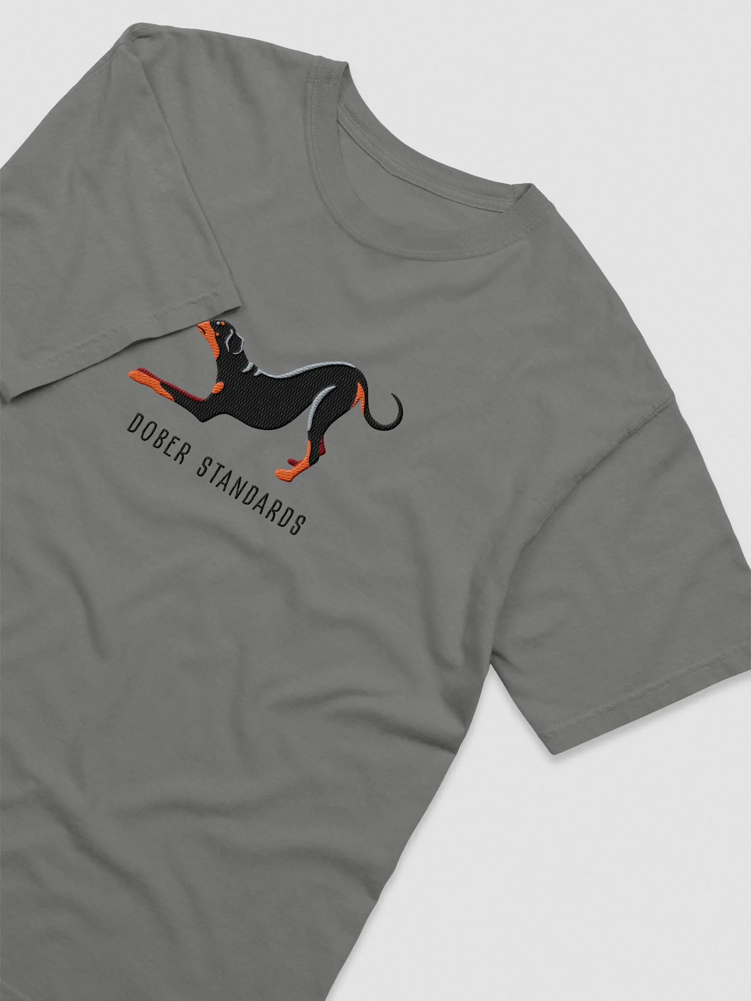 Dober Standards T-Shirt(Embroidered) of a Doberman Pinscher(Full Tail & Ears) product image (6)