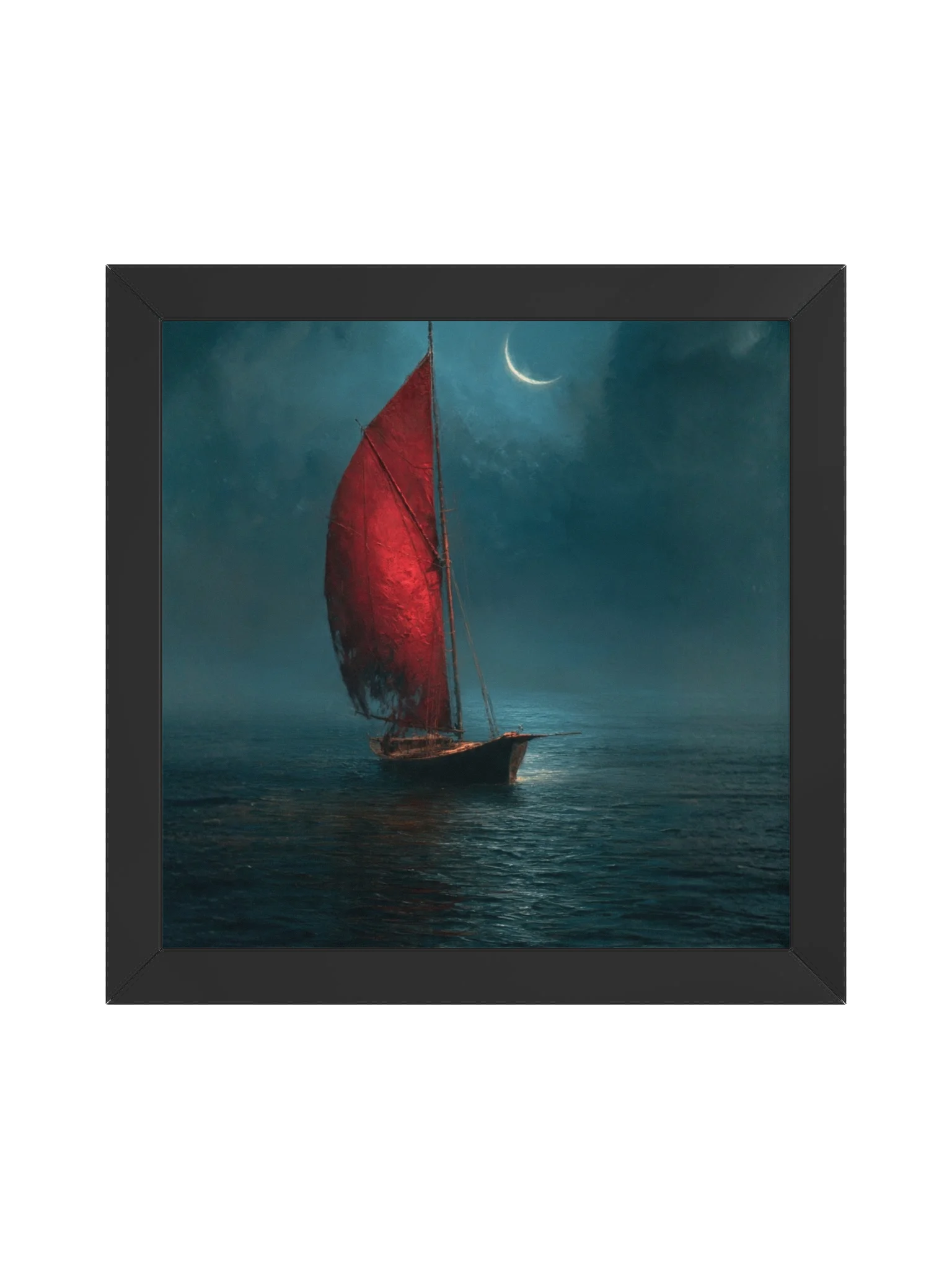 Moonlit Red Sailboat Poster product image (3)