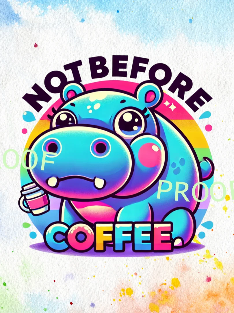 Not Before Coffee Hippo – Instant Download Graphic Design product image (1)