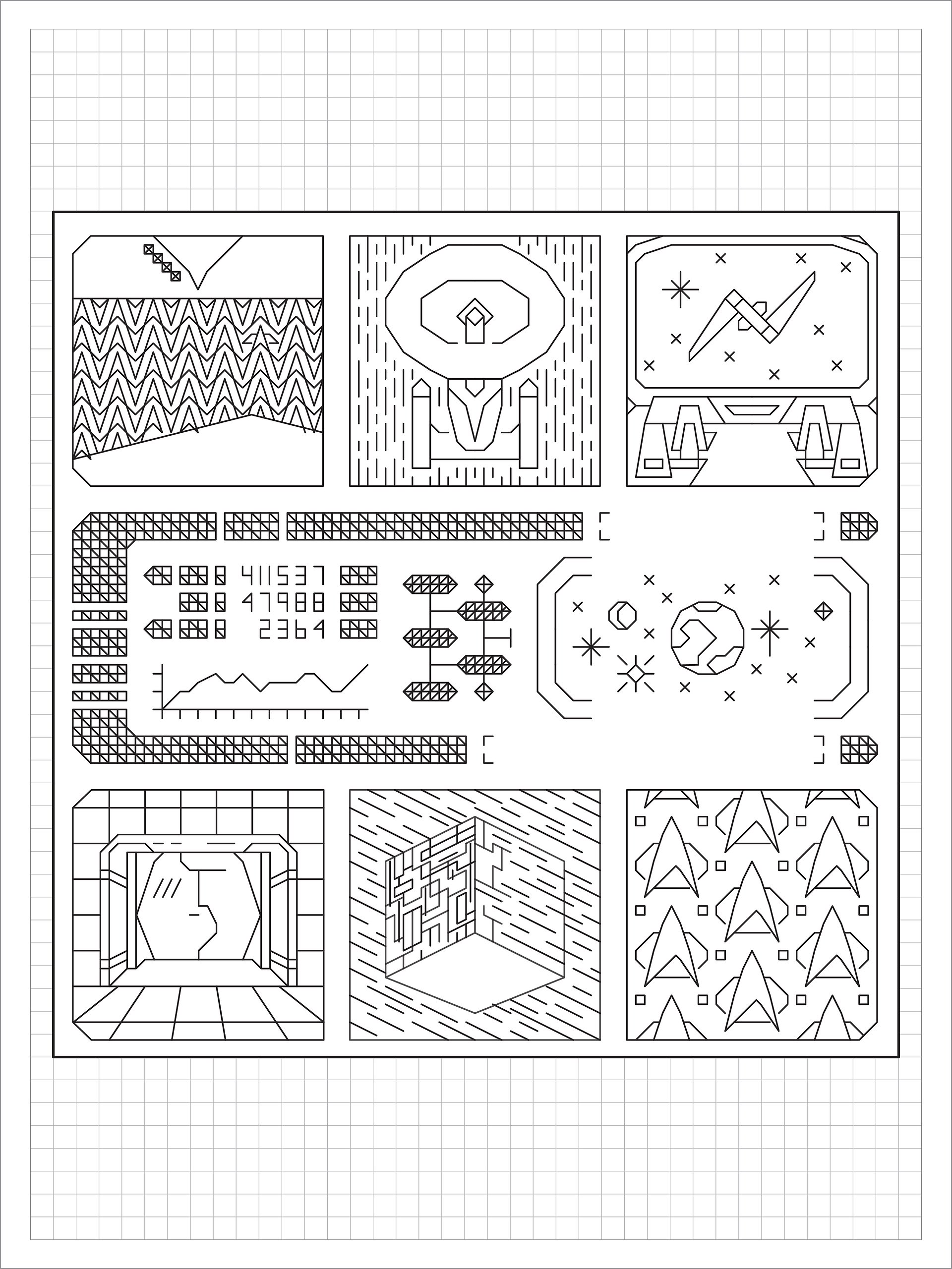 Cosmic Hike • Blackwork Cross Stitch Pattern • PDF Digital Download product image (1)