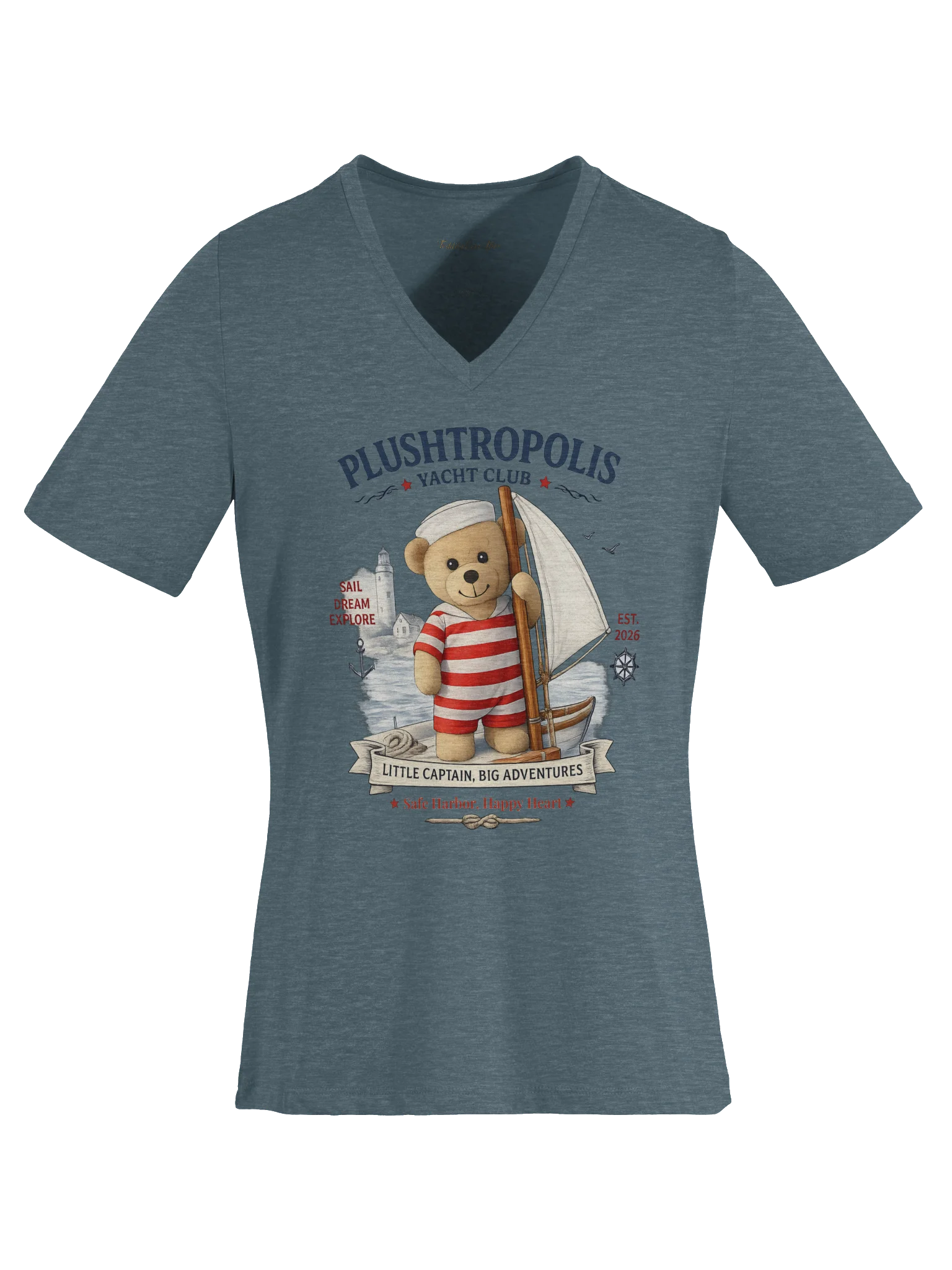 Plushropolis Yacht Club Women’s Relaxed V-Neck T-Shirt product image (6)