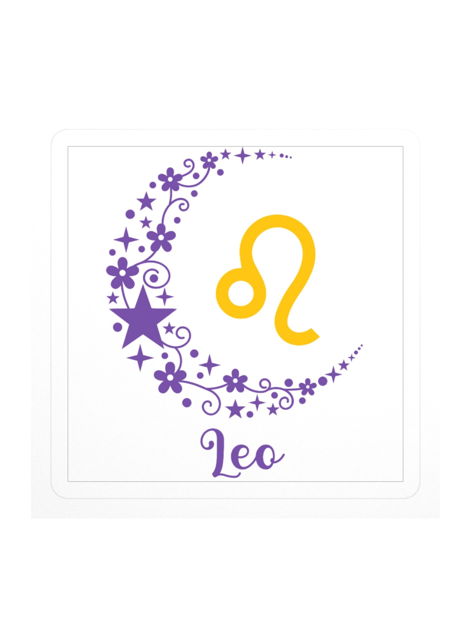 Leo Astrology Emblem Sticker — Purple Floral Cosmic Decal product image (1)