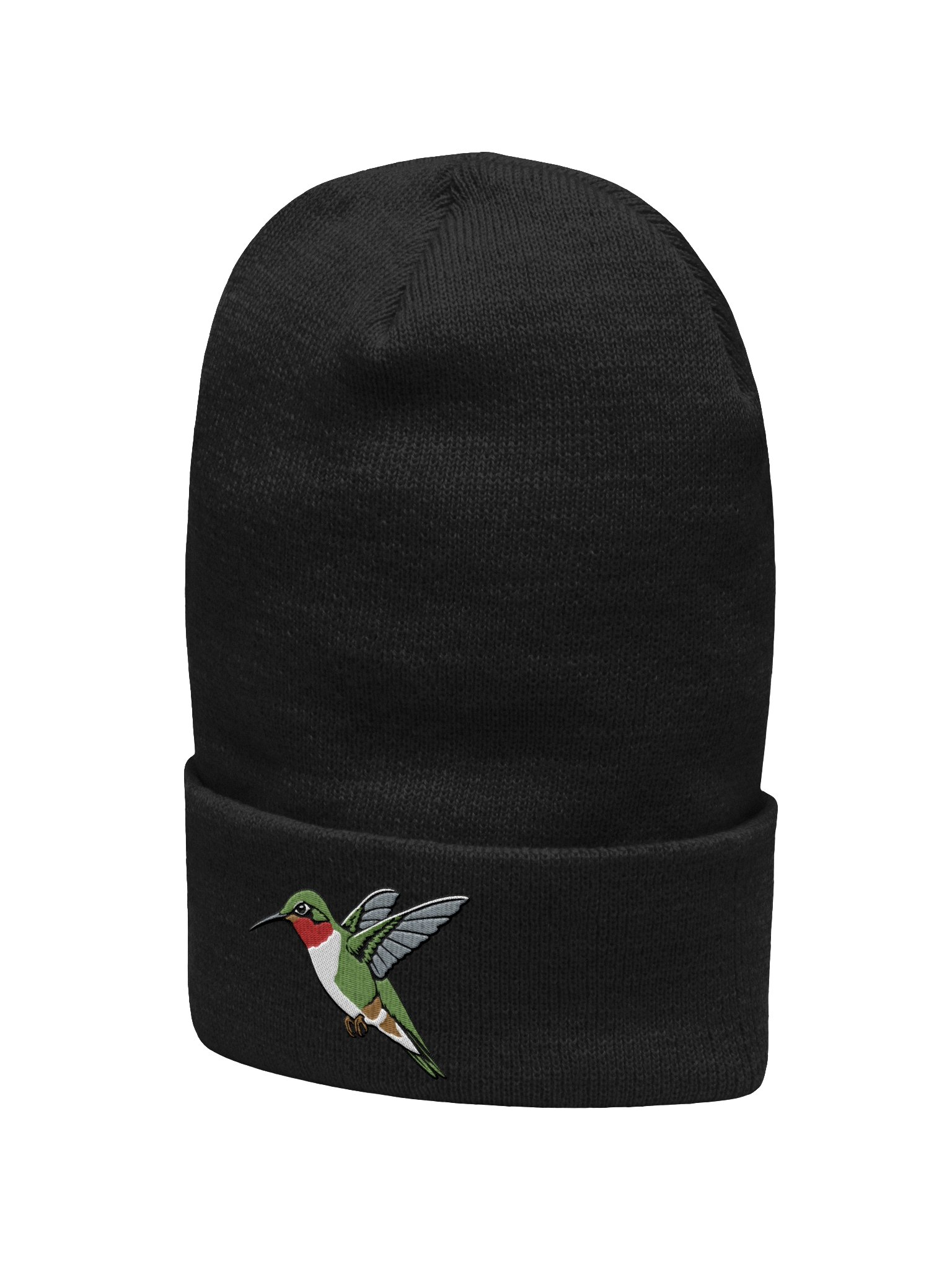 Ruby-Throated Hummingbird Embroidered Beanie | Hummingbird Knit Hat | Woodland Bird Cap product image (16)