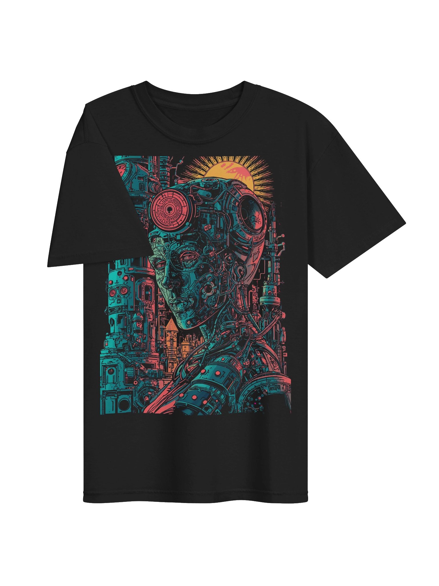 Neon Cyborg Sun Heavyweight T-Shirt product image (6)