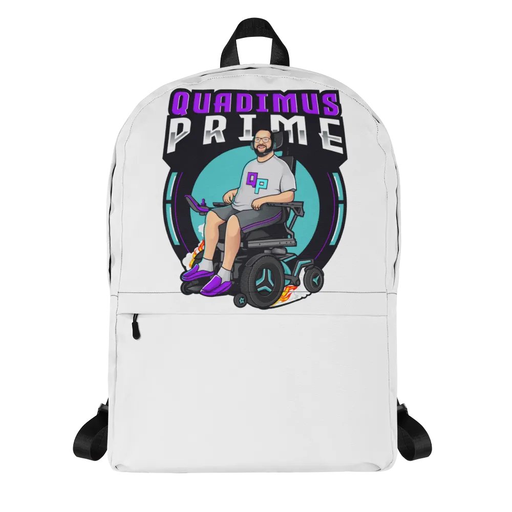 White Backpack with QUADimus Prime logo product image (1)
