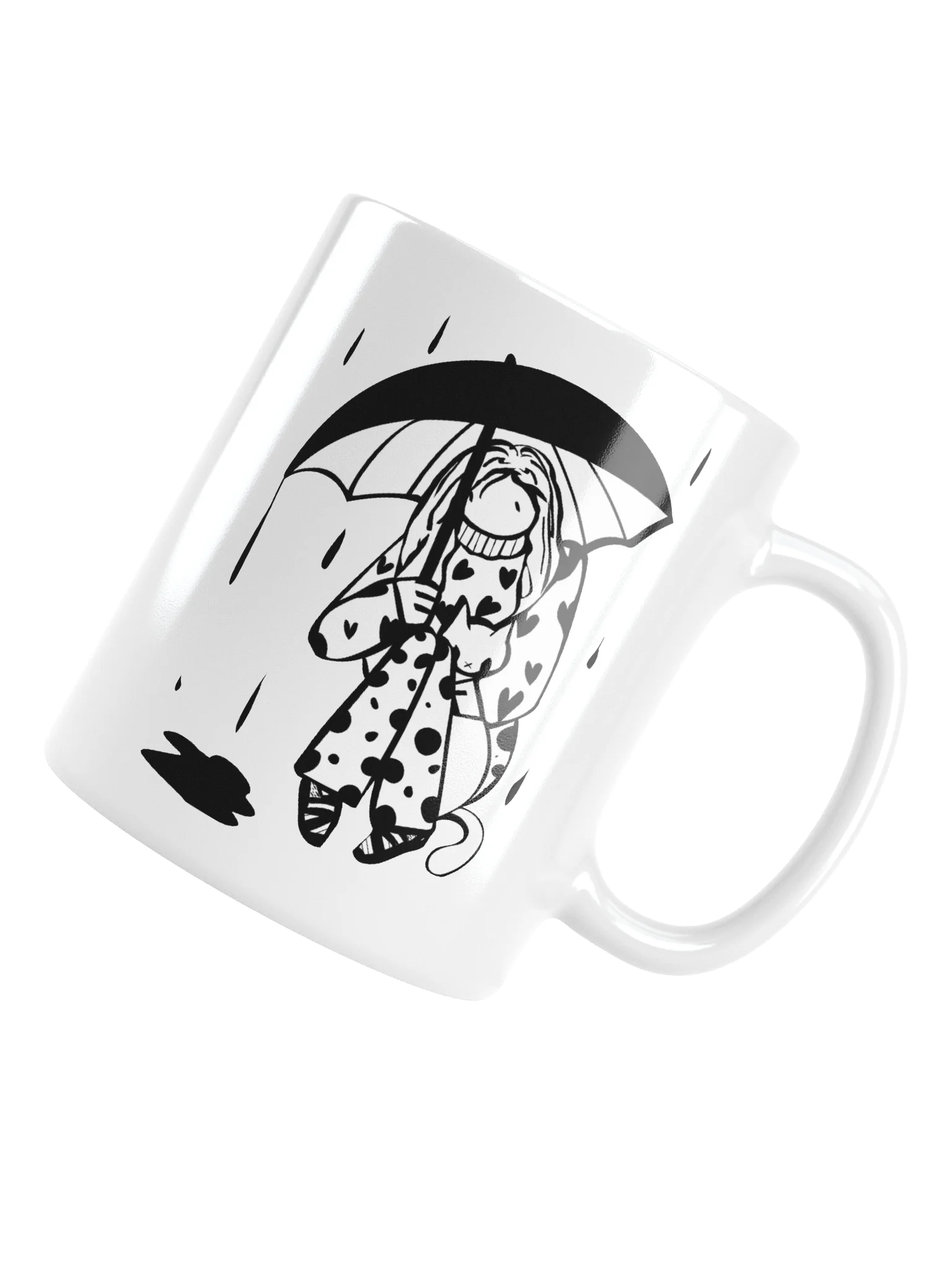 Mug: Lineart of Girl with cat under umbrella product image (5)