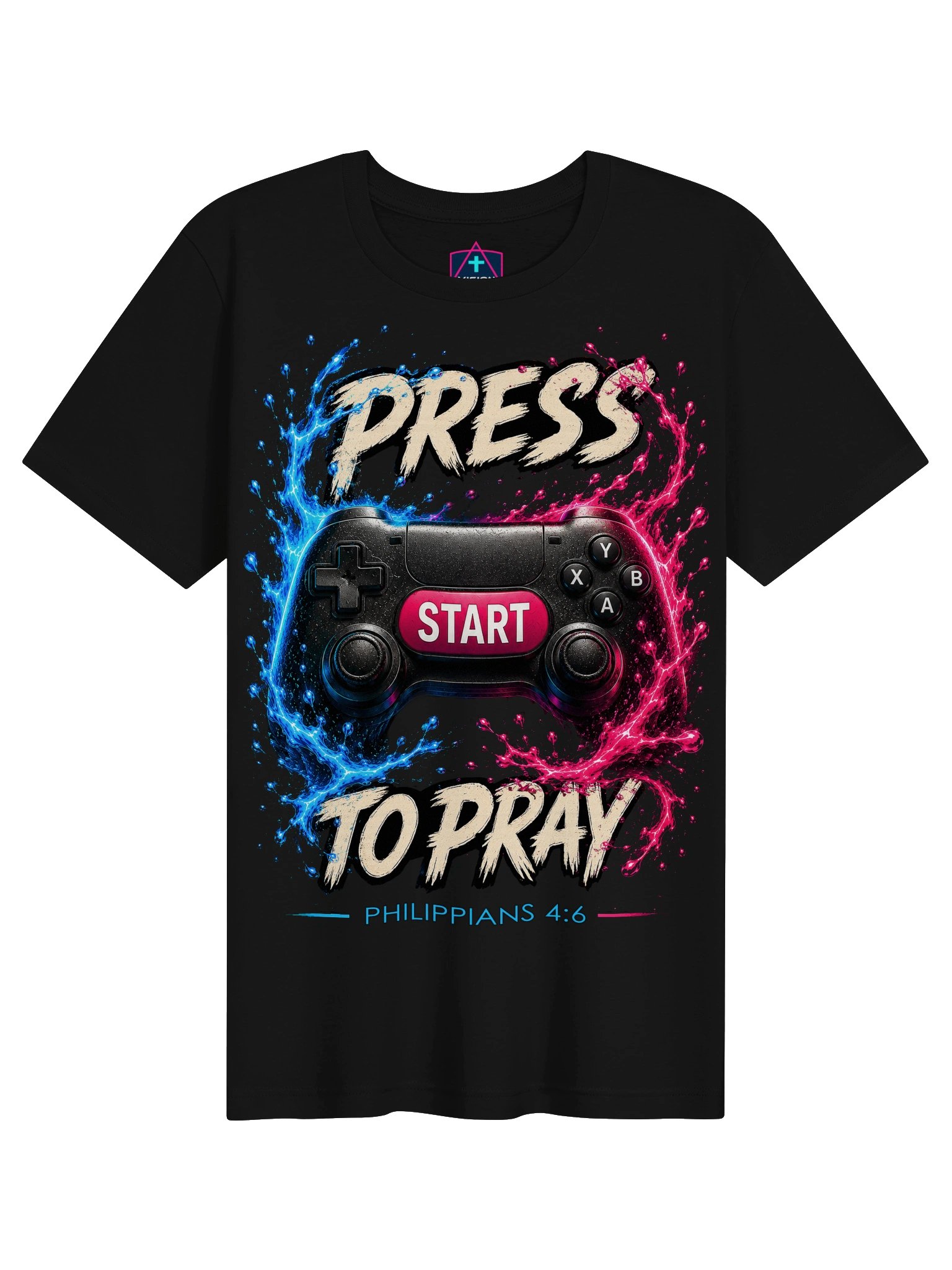 Press Start to Pray - Unisex - Christian Paint Splatter Gamer T-Shirt product image (3)