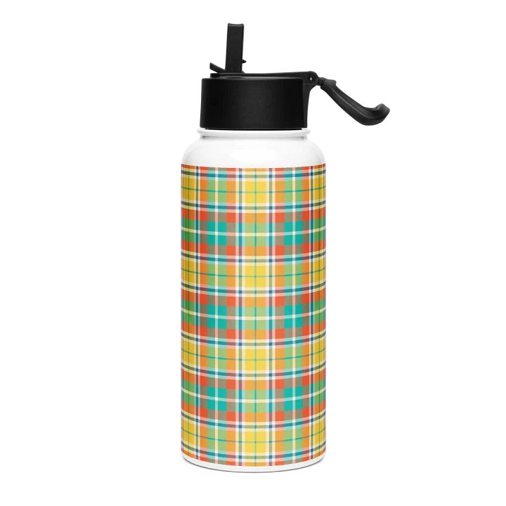 Yellow and Seafoam Green Plaid Water Bottle product image (2)