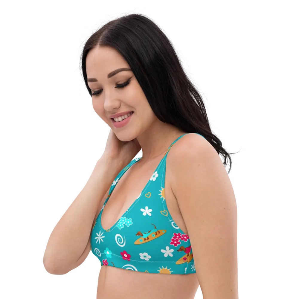 Surfing Dachshund Pattern Padded Bikini Top product image (5)