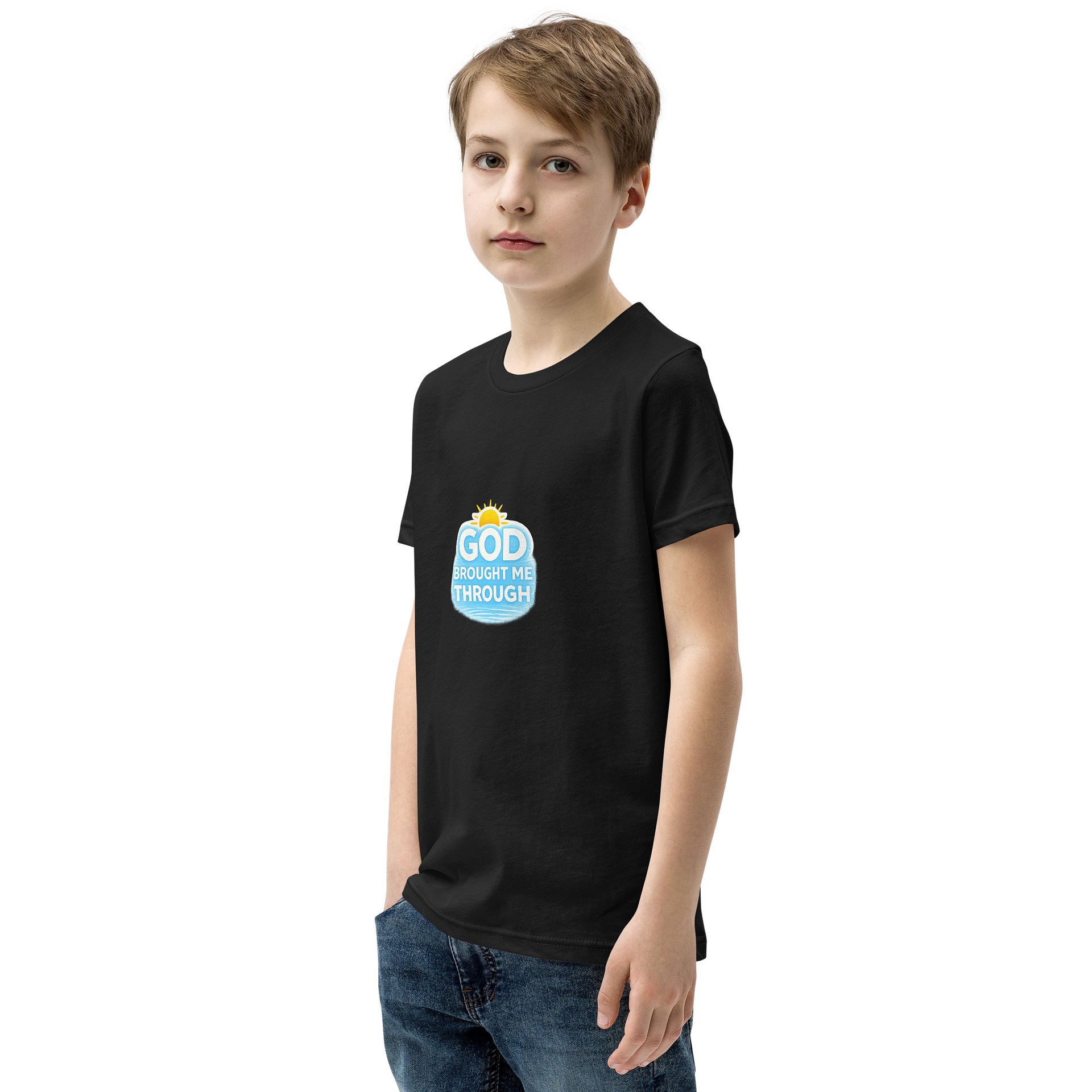 God Brought Me Through Youth T-Shirt – Black & Gold Edition product image (3)