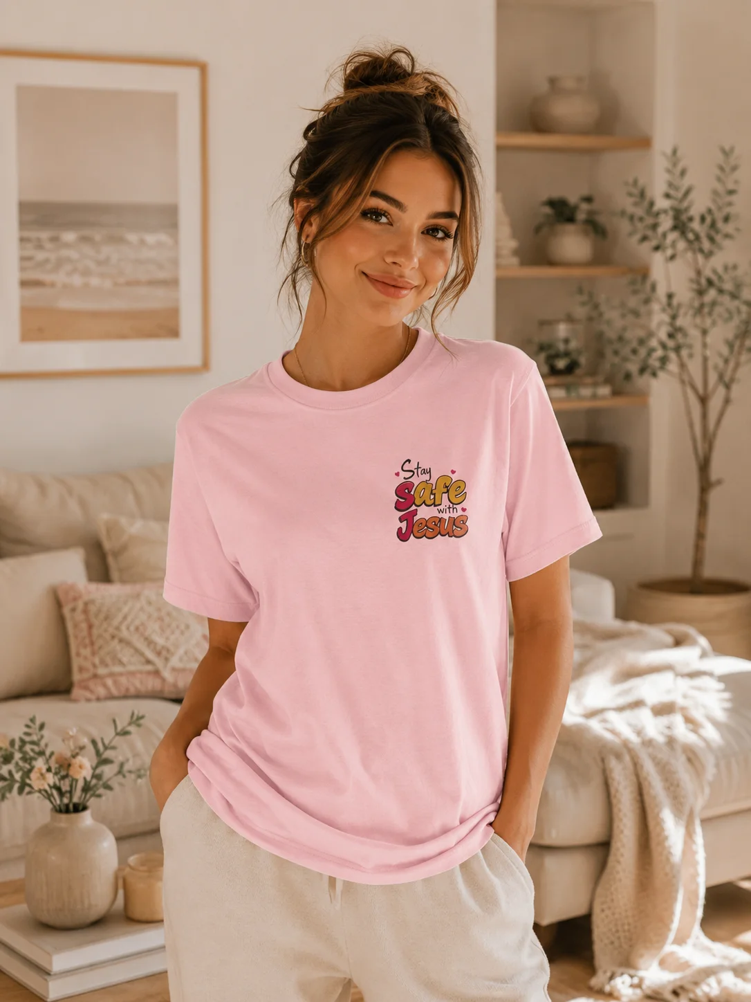 Heartfelt Stay Safe with Jesus Supersoft T-shirt product image (3)