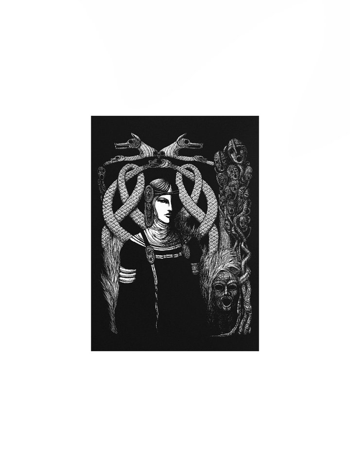 Hel in Black All Black Matte Poster - Norse Mythology Goddess Hel and World Serpent Jörmungandr product image (1)