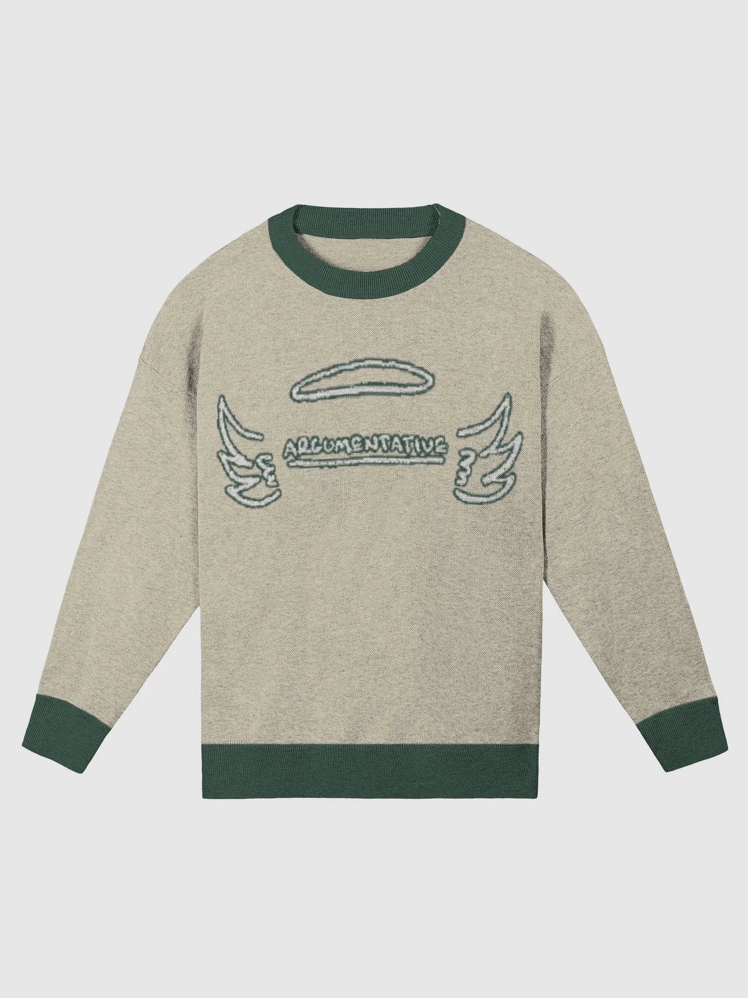 ANGELIC (lg. lined design, pine and beige) knitwear relaxed crewneck product image (3)