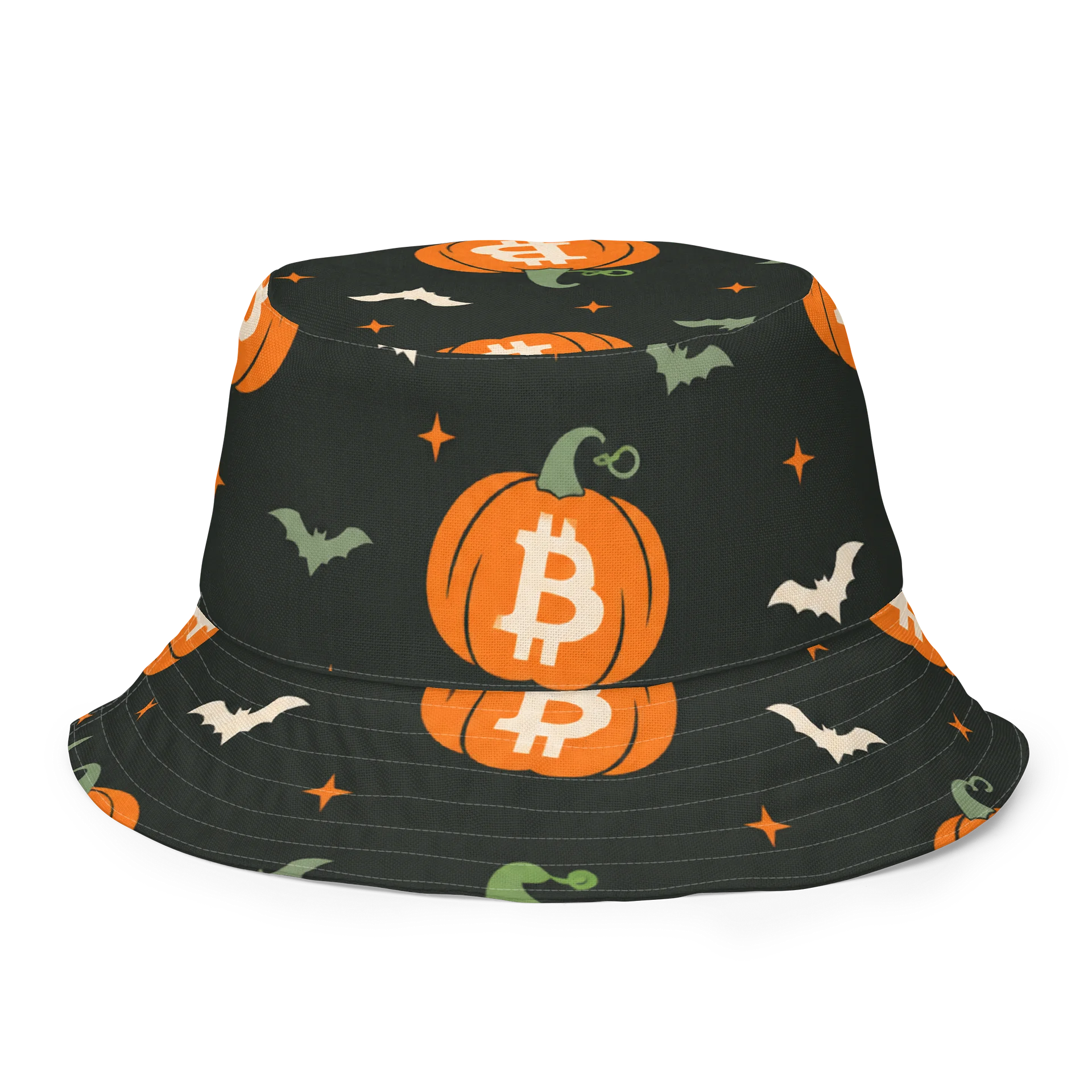 Ghost, Pumpkin, Bitcoin Reversible Bucket Hat product image (7)