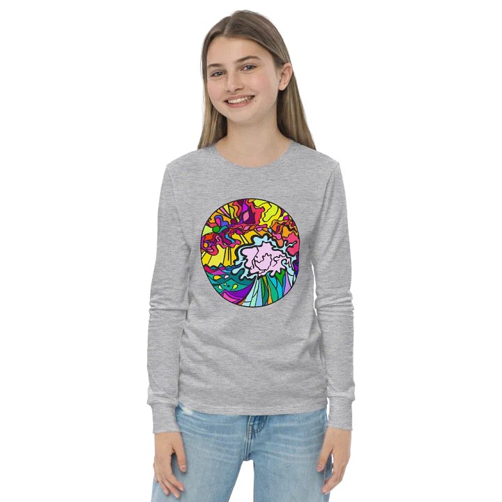 Vibrant Stained Glass Youth Long Sleeve - Wave at Sunset product image (20)