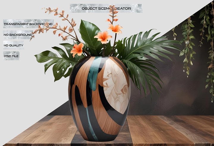Dream of Eternity – Wood Art Deco Vase PNG product image (2)